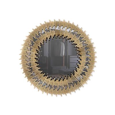 China Big Gold Round Vintage Looking Mirrors SGS Decorative Wall Mirror for sale