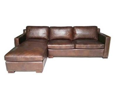 China Vintage Retro Genuine Leather Sofa Set Distressed Leather Sectional Sofa for sale