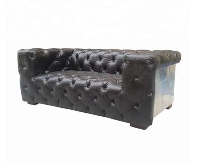 China Aluminum Black Chesterfield Sofa Living Room Defaico Furniture Cow Skin Couch for sale