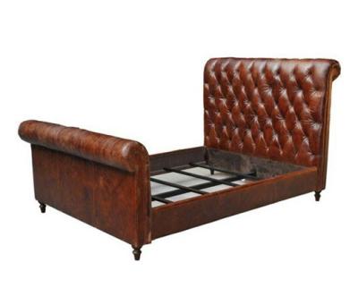 China 210cm Vintage Retro Luxury Leather Chesterfield King Size Bed for sale