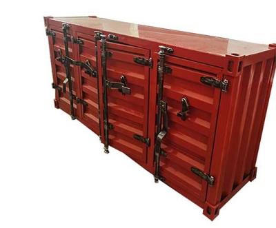 China Industrial Furniture Red Blue Gray 4 Door Container Shape Cabinet TV Side Cabinet for sale