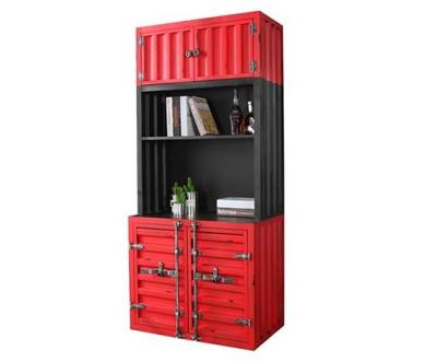 China Rusty Iron Frame High Industrial Loft Bar Shipping Container Style Bookcase With Storage for sale