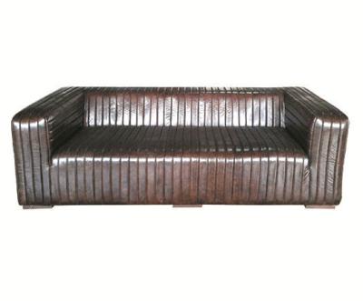 China Sofás de cuero 3 grandes Seater del vintage acanalado para la sala de estar en venta
