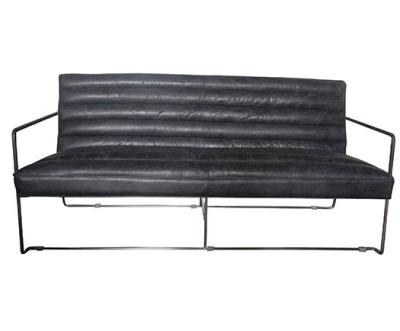 China Os sofás de couro do vintage preto 1-3 assentam sofá com nervuras à venda