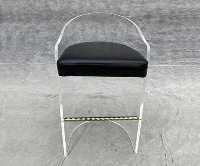 China Cadeira de couro genuína acrílica moderna 50*45*95 com coxim de couro à venda