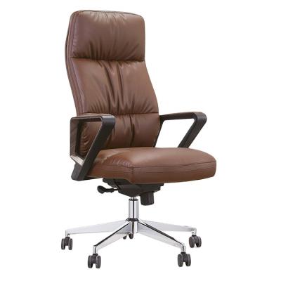 China Classic Executive Office Xecutive Chair Brown Leather 3d Shift 350mm Aluminum With Nylon Base OEM for sale