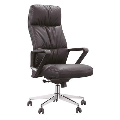 China Black Leather Rolling Leather Office Swivel Chairs 62cm 50cm High End  PU Padding for sale