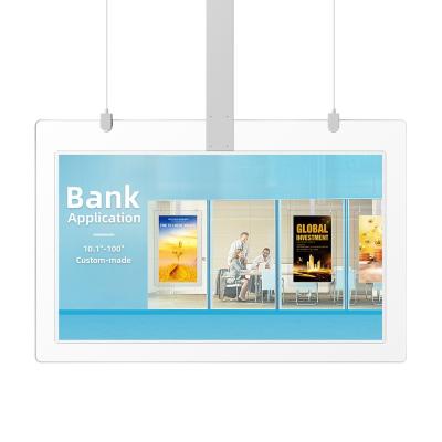 China Ceiling Mounted Double sided hanging lcd digital signage 4g wifi advertising player Kiosk Screen for sale