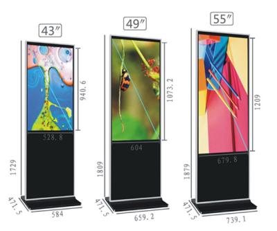 China Soporte LCD del piso del tótem del LCD de la prenda impermeable del alto brillo que hace publicidad del quiosco de la señalización de Digitaces en venta
