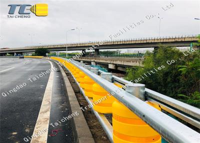 China Galvanized Rail Safety Roller Barrier System Pu Rollers Yellow Rustproof for sale