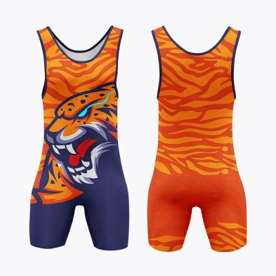 China Anti-Schrumpf-Herren-Wrestling-Anzug, waschbares orangefarbenes Wrestling-Unterhemd zu verkaufen