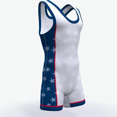 China Custom Polyester White Wrestling Singlet Non Fading Washable for sale