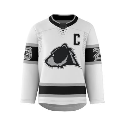Chine Pro jersey lavable d'hockey de longues douilles, uniformes unisexes d'équipe de hockey sur glace à vendre