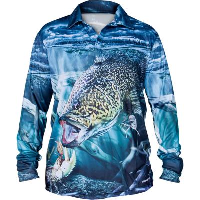 China Camisas de torneio de pesca de poliéster azul multiuso à venda