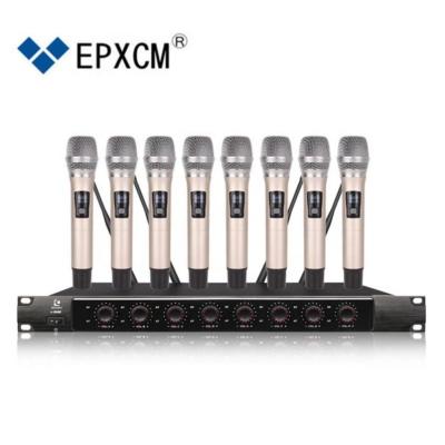 China Professional Best Quality 8 Channel Handheld Microphone Wireless Microphone For Conference for sale