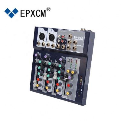 China Good Quality Disco\Bar\Club\Digital Home Mixer F4-USB 4 Channel Audio Interface for sale