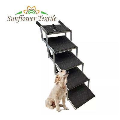 China Folding Portable Aluminum Dog Stairs Steps Folding Pet Dog Ramp Dog Stairs For Car for sale
