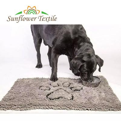 China Customized Size Non-Slip Or TPR Dog Pet Chenille Dog Mat Travel Breathable for sale