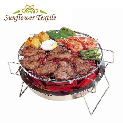 China 30x20cm Stainless Steel Barbecue Charcoal Grill Round Mini Folding for sale