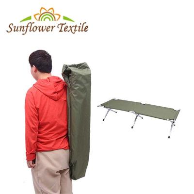 China Green Steel Pipe Oxford Folding Camping Bed Outdoor Sleeping Bed For Adults for sale