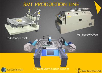 Κίνα Υψηλή ακρίβεια 3040 εκτυπωτής διάτρητων + CHMT48VB με τον τροφοδότη δόνησης + τη γραμμή φούρνων SMT επανακυκλοφορίας T961 προς πώληση