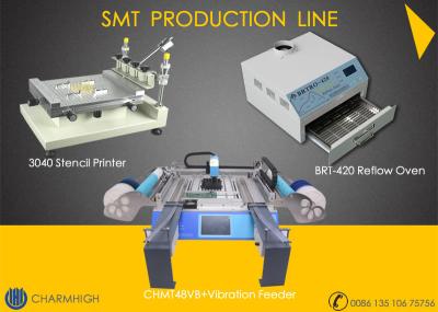 China Stencil Printer 3040 / CHMT48VB+ Vibration Feeder , SMT PCB Assembly Line / Reflow Oven BRT-420 for sale