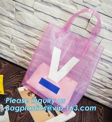 China PVC Mini Letter Printed Handbag Clear Laser Shoulder Bag For Women Children, travel gift garment wine makeup shoulder ha for sale