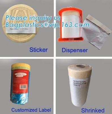 China blue pre-tape masking film, environmental protection auto paint pre-tape masking film, plastic Taped masking film wit for sale