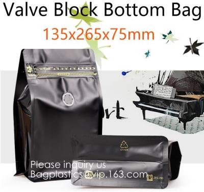 China Matte Reusable ziplock Square Box Flat Bottom Aluminum Foil Lined Kraft Paper Bag With Window for sale