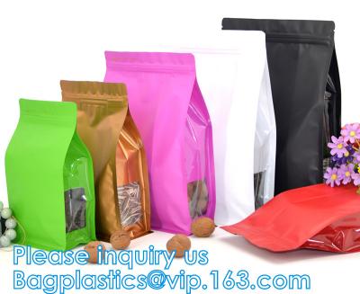 China slider zipper Square Bottom 250g 500g 1kg Coffee Pouches Zipper Aluminum Foil Flat Bottom Bags With Valve for sale