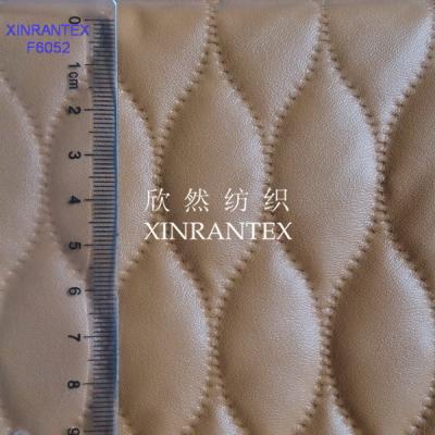 China F6052 fake leather fabric 100% polyester micro fibre suede pu lamilation quilting finish for sale