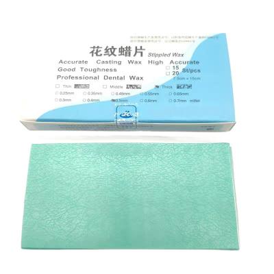 China Dental Green Casting Wax Base Plate Stippled Pattern Wax Fine Coarse Auxiliary Wax Dental Lab Material en venta
