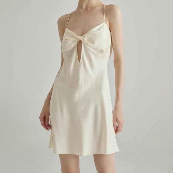 Quality Custom Hollow-Carved Designwomen Clothing V-Neck Slip Cross Low Back Mini Silk Dresses for sale