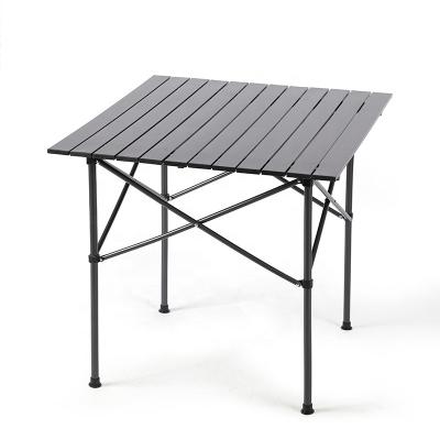 China Modern Rolling Table Camping Table Folding Up Portable Iron Legs Frame Compact Aluminum Table For Outdoor Picnic Raising BBQ for sale