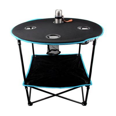 China Easy Transport Folding Table, Polyester with Metal Frame, 4 Mesh Cup Holders, Compact and Convenient Carry Case Included for sale