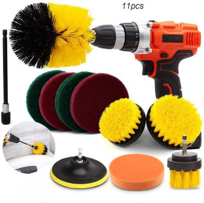 China Sustainable Drill Brush Attachment Set , Scrub Brush Power Scrubber Drill Brush Kit (11 Pieces) for sale