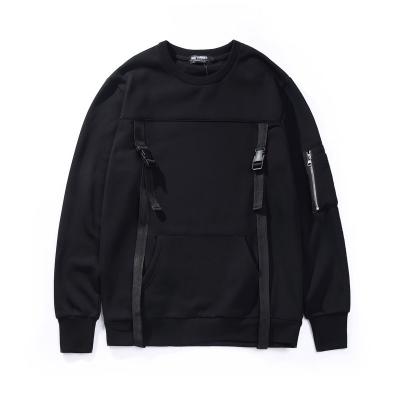 China Black Blank Cotton Oversized Crewneck Sweatshirt With Front Pocket No Hood for sale