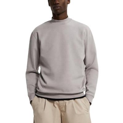 China Camiseta 100% longa do algodão do pescoço da zombaria da luva dos homens Gray Color Plain Simple Classy à venda