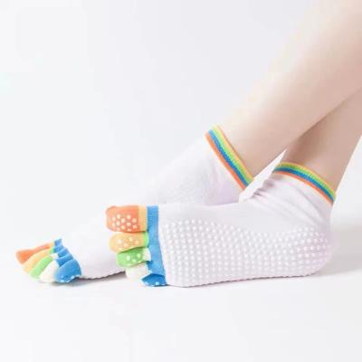 China El apretón cinco Toe Cotton Yoga Plain Coloured pega no resbalón en venta