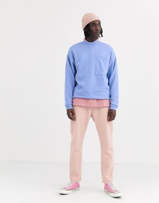 China Shinny Blank Crew Neck Sweatshirt Mens Oversized With Big Pocket for sale