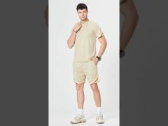 Summer Men Fitness T Shirt Short Sleeve Knitted Weaving