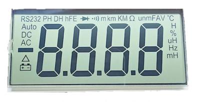 China Multimeter Positive Reflective LCD Display 6 O′Clock LCD Segment Display for sale