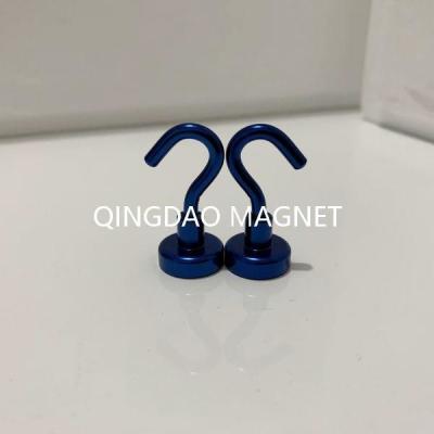 China Sintered NdFeB Hook Magnet, N35,16KGS, Permenent Hook Magnets in Blue, Black, White, Green Colors for sale