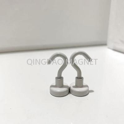 China Sintered NdFeB Hook Magnet, N35,16KGS, Permenent Hook Magnets in White Color for sale