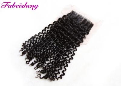 China Brazilian Curly 4x4 Lace Closure , Lace Frontal Closure With Bleached Knots for sale