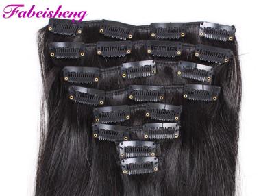 China Durable Brazilian Human Clip In Hair Extensions Double Weft Silky Straight for sale