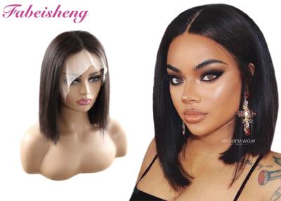 China Middle Part 13x4 Lace Frontal Double Drawn Straight Bob Wig- Transparent Lace Color for sale