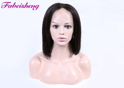 China Longitud corta cortada peluca negra natural de la peluca de cordón brasileña del cabello humano 360 de Bob en venta