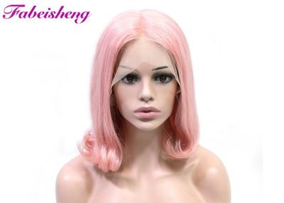 China Peluca rosada del frente del cordón del grado 10A del color en venta