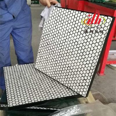 China Al2O3 ZTA Ceramic Wear Lining Anti Impact Steel Backed Rubber for sale